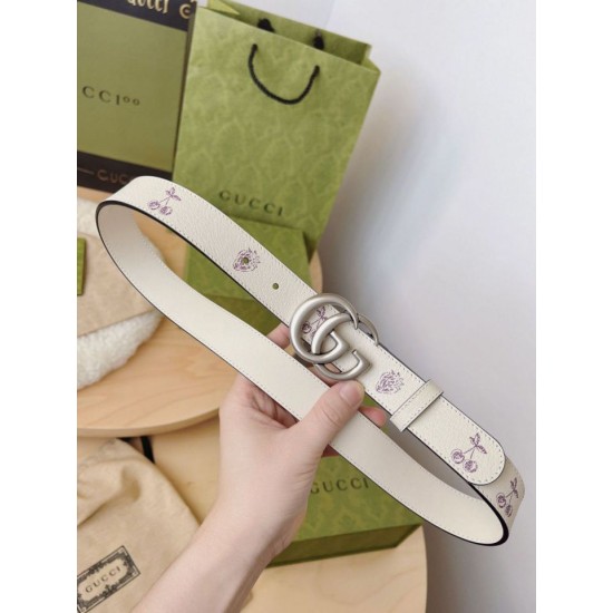 Replica Cintura sottile Gucci GG Marmont 625839 30mm Argento