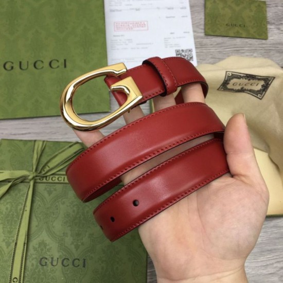 Replica Cintura sottile Gucci con fibbia G 655566 Rossa
