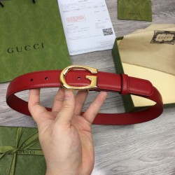 Replica Cintura sottile Gucci con fibbia G 655566 Rossa