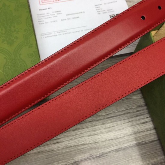 Replica Cintura sottile Gucci con fibbia G 655566 Rossa