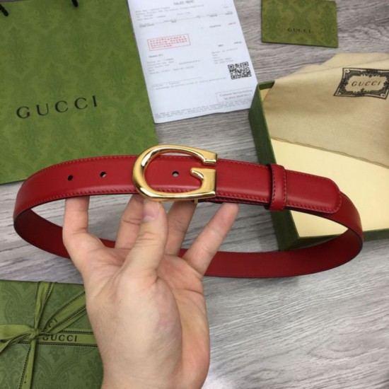 Replica Cintura sottile Gucci con fibbia G 655566 Rossa