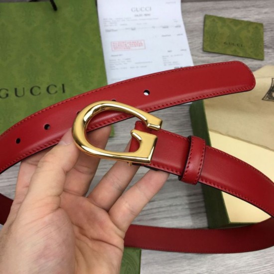 Replica Cintura sottile Gucci con fibbia G 655566 Rossa