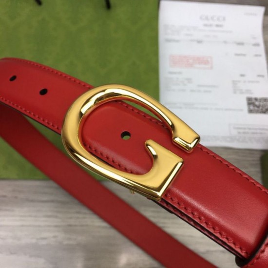 Replica Cintura sottile Gucci con fibbia G 655566 Rossa