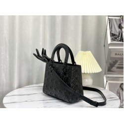 Replica Christian Dior Borsa Lady Dior My Abcdior media in pelle di vitello Cannage nera con motivo diamante
