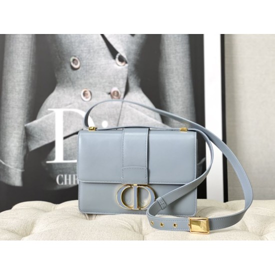 Replica Christian Dior 30 Montaigne Borsa Latte Box Pelle di vitello Azzurro