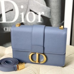 Replica Christian Dior 30 Montaigne Borsa Latte Box Pelle di vitello Blu