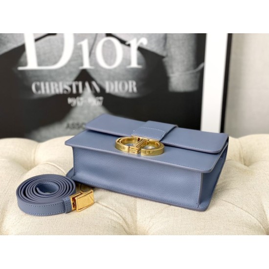 Replica Christian Dior 30 Montaigne Borsa Latte Box Pelle di vitello Blu