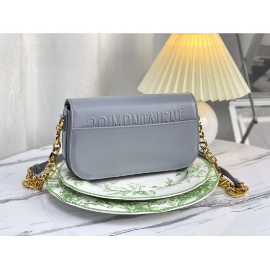 Replica Borsa Christian Dior 30 Montaigne Avenue in pelle di vitello grigia