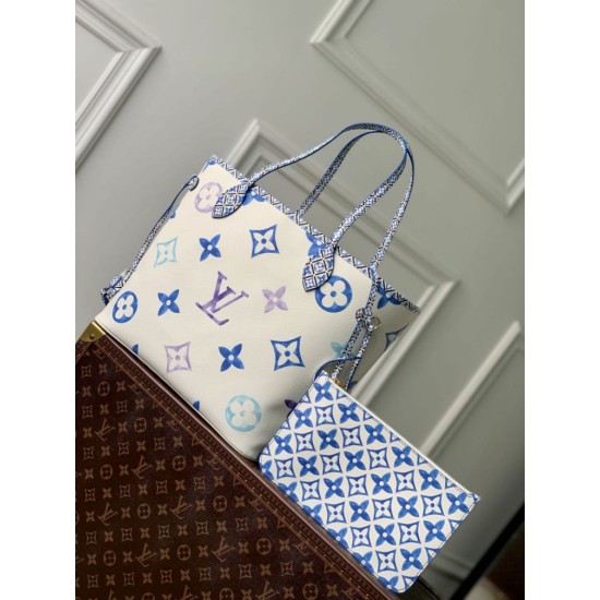 Replica Borsa tote Louis Vuitton Neverfull MM M22979 Blu