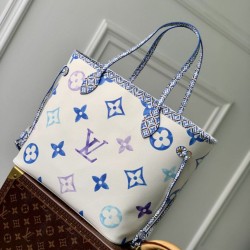 Replica Borsa tote Louis Vuitton Neverfull MM M22979 Blu