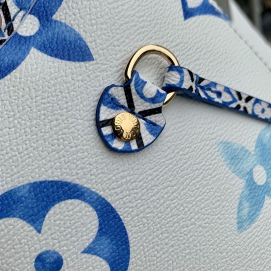 Replica Borsa tote Louis Vuitton Neverfull MM M22979 Blu
