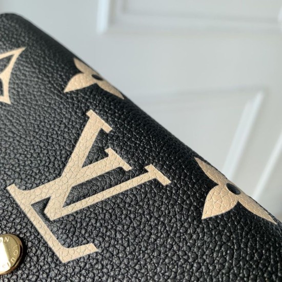 Replica Portafoglio Louis Vuitton Emilie Monogramma bicolore M82340 Nero