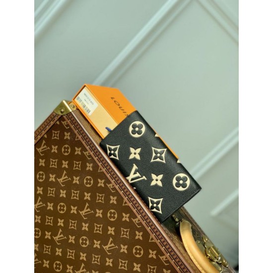 Replica Portafoglio Louis Vuitton Emilie Monogramma bicolore M82340 Nero