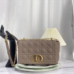 Replica Christian Dior Borsa Dior Caro media in pelle di vitello Cannage grigia