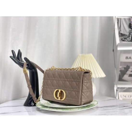 Replica Christian Dior Borsa Dior Caro media in pelle di vitello Cannage grigia