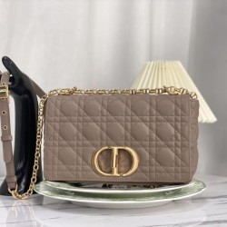 Replica Christian Dior Borsa Dior Caro media in pelle di vitello Cannage grigia