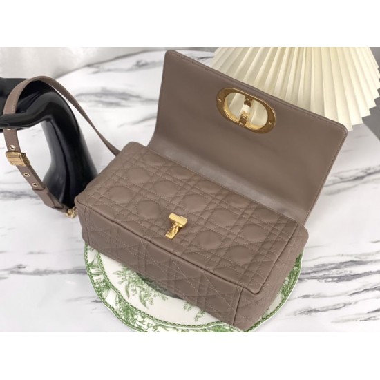 Replica Christian Dior Borsa Dior Caro media in pelle di vitello Cannage grigia
