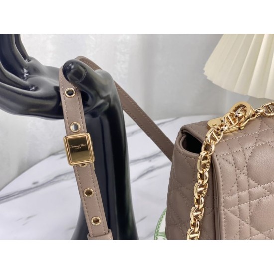 Replica Christian Dior Borsa Dior Caro media in pelle di vitello Cannage grigia