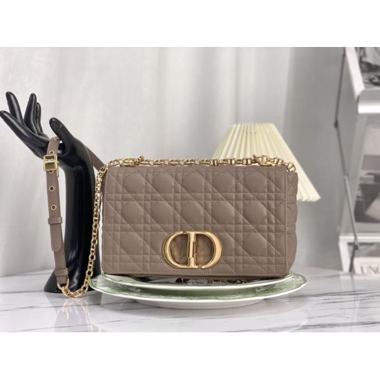 Replica Christian Dior Borsa Dior Caro media in pelle di vitello Cannage grigia