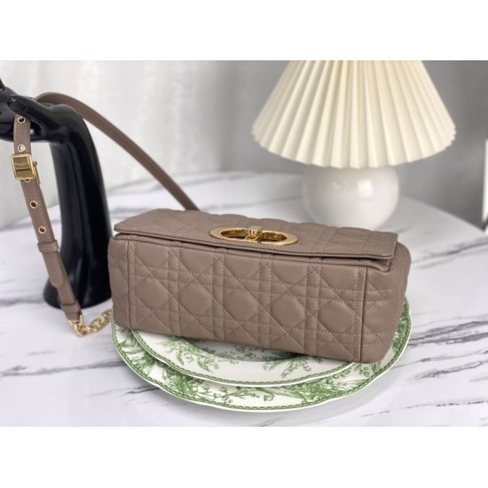 Replica Christian Dior Borsa Dior Caro media in pelle di vitello Cannage grigia