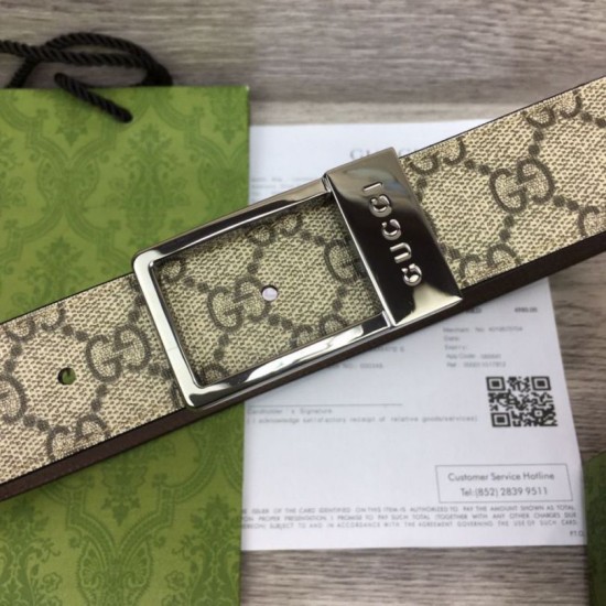 Replica Cintura Gucci GG con fibbia rettangolare 722370 35mm Acciaio Marrone Replica Cintura Gucci GG con fibbia rettangolare 722370 35mm Acciaio Marrone