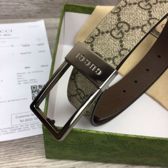 Replica Cintura Gucci GG con fibbia rettangolare 722370 35mm Acciaio Marrone Replica Cintura Gucci GG con fibbia rettangolare 722370 35mm Acciaio Marrone