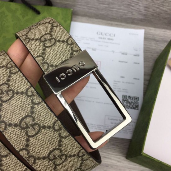 Replica Cintura Gucci GG con fibbia rettangolare 722370 35mm Acciaio Marrone Replica Cintura Gucci GG con fibbia rettangolare 722370 35mm Acciaio Marrone
