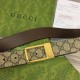 Replica Cintura Gucci GG con fibbia rettangolare 722370 35mm Marrone Oro
