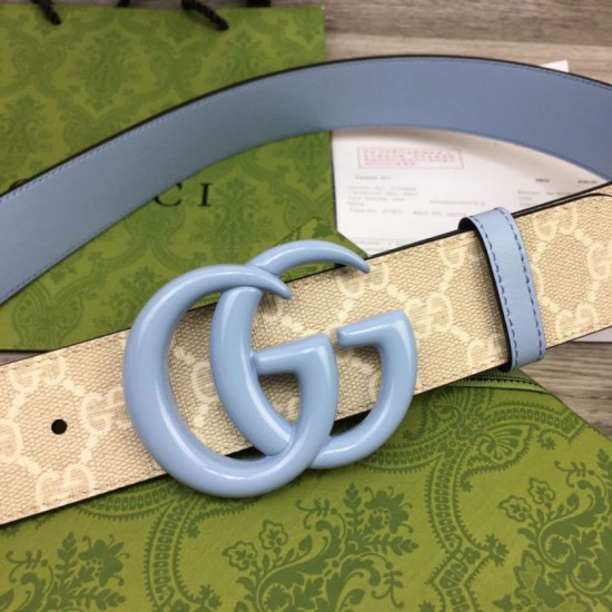 Replica Cintura larga Gucci GG Marmont 400593 40mm Azzurro