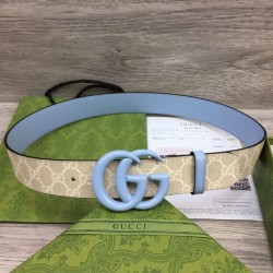 Replica Cintura larga Gucci GG Marmont 400593 40mm Azzurro
