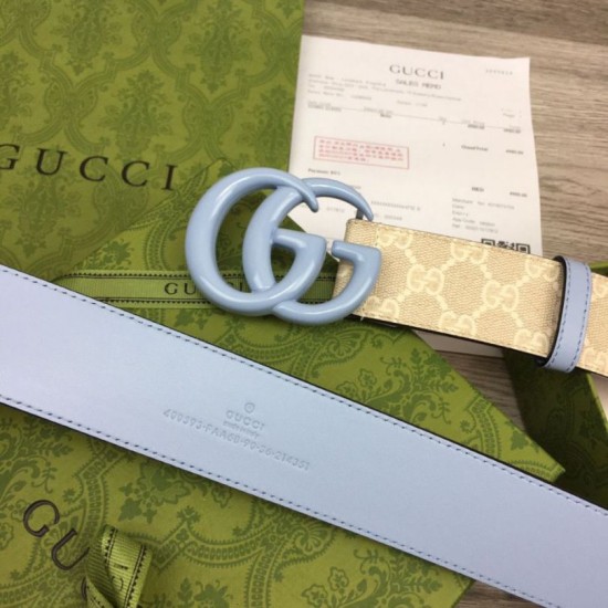 Replica Cintura larga Gucci GG Marmont 400593 40mm Azzurro