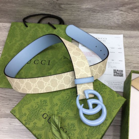 Replica Cintura larga Gucci GG Marmont 400593 40mm Azzurro