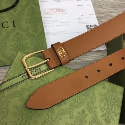Replica Cintura Gucci con fibbia quadrata e Interlocking G 673921 Marrone
