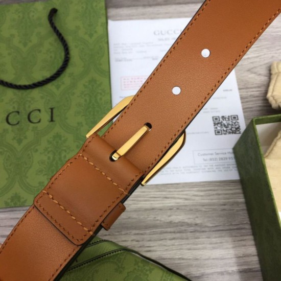 Replica Cintura Gucci con fibbia quadrata e Interlocking G 673921 Marrone