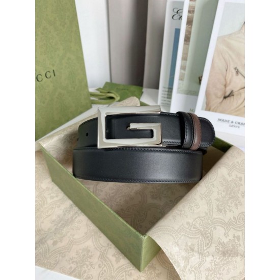 Replica Cintura reversibile Gucci con fibbia G quadrata 626974 Hardware argento