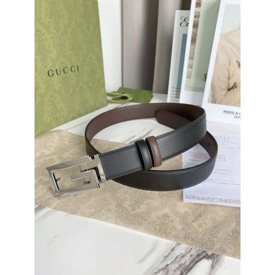 Replica Cintura reversibile Gucci con fibbia G quadrata 626974 Hardware argento