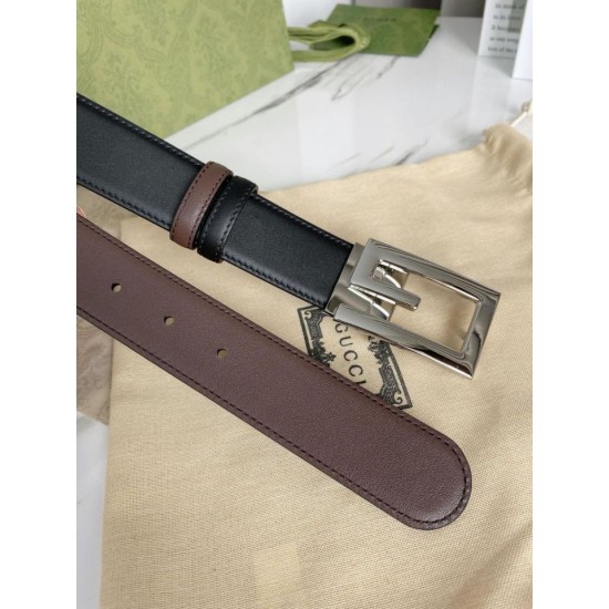 Replica Cintura reversibile Gucci con fibbia G quadrata 626974 Hardware argento