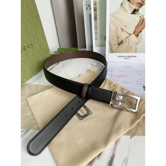 Replica Cintura reversibile Gucci con fibbia G quadrata 626974 Hardware argento