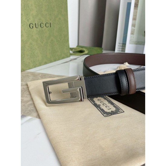 Replica Cintura reversibile Gucci con fibbia G quadrata 626974 Hardware argento