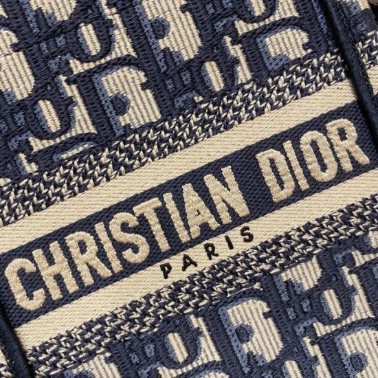 Replica Borsa per telefono Dior Mini Book Tote Ricamo Dior Oblique Blu