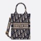 Replica Borsa per telefono Dior Mini Book Tote Ricamo Dior Oblique Blu