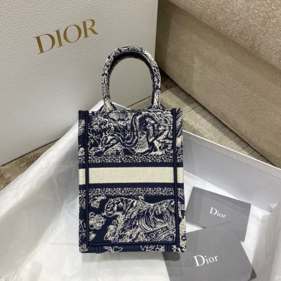 Replica Borsa per telefono Dior Mini Book Tote Toile de Jouy Ricamo inverso Blu Replica Borsa per telefono Dior Mini Book Tote Toile de Jouy Ricamo inverso Blu