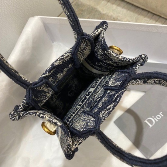 Replica Borsa per telefono Dior Mini Book Tote Toile de Jouy Ricamo inverso Blu Replica Borsa per telefono Dior Mini Book Tote Toile de Jouy Ricamo inverso Blu
