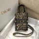 Replica Dior Mini Book Tote Borsa per cellulare Toile de Jouy Ricamo Nocciola