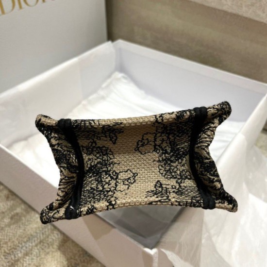 Replica Dior Mini Book Tote Borsa per cellulare Toile de Jouy Ricamo Nocciola