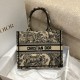 Replica Borsa tote Dior piccola a libro Toile de Jouy ricamata Marrone