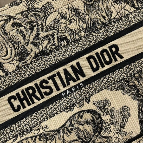 Replica Borsa tote Dior piccola a libro Toile de Jouy ricamata Marrone