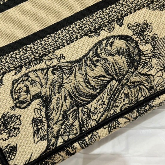 Replica Borsa tote Dior piccola a libro Toile de Jouy ricamata Marrone
