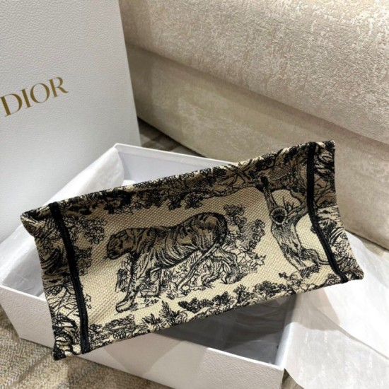 Replica Borsa tote Dior piccola a libro Toile de Jouy ricamata Marrone