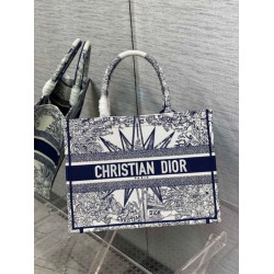 Replica Dior Dior Book Tote media Rêve d'Infini ricamo bianco/blu
